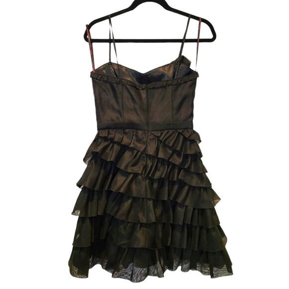 Betsey Johnson Collection Y2K Sweetheart neckline 100% Silk Ruffled Mini Dress 4 - Picture 5 of 14